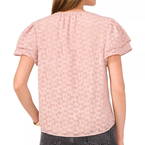 79$ VINCE CAMUTO Textured Flutter Sleeve Blouse Top Size S Ash Rose Pink - Picture 2 of 4